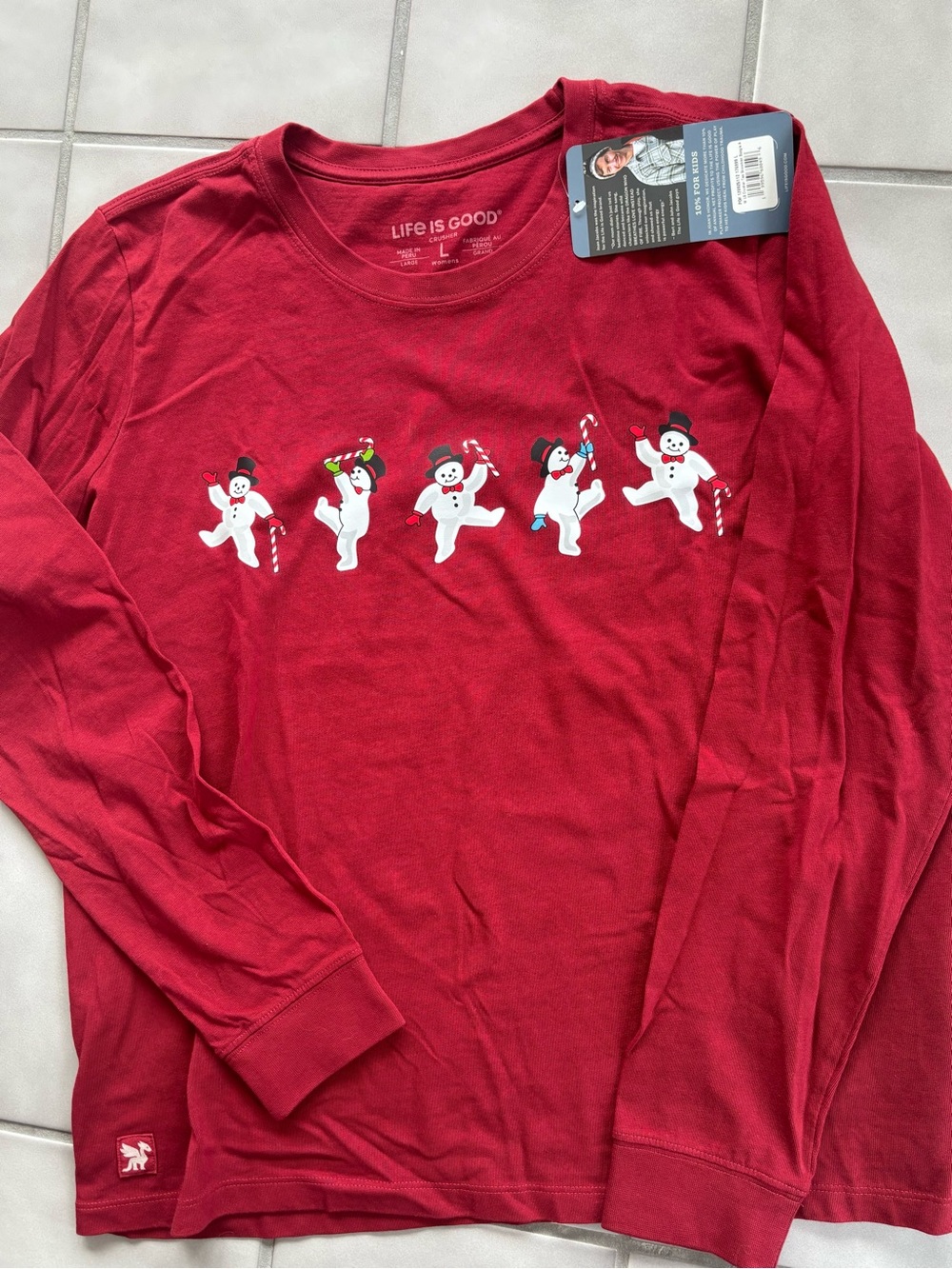 Life is Good Women’s Red Long-Sleeve Snowman Graphic Tee